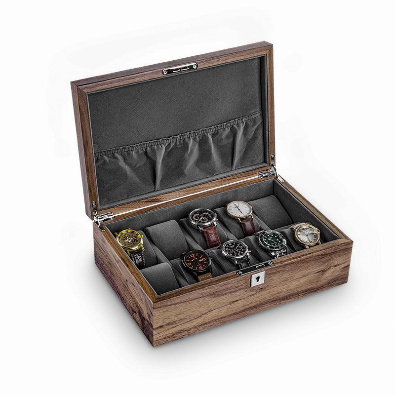 boîte de rangement pour montres en bois massif de haute qualité